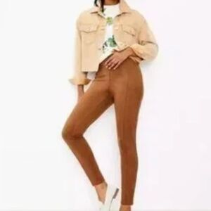 NWT LOFT Brown Ankle Zip Faux Suede Leggings Pants Career Riding Sz XS